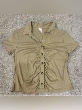 No Boundaries Cropped Button Up Top